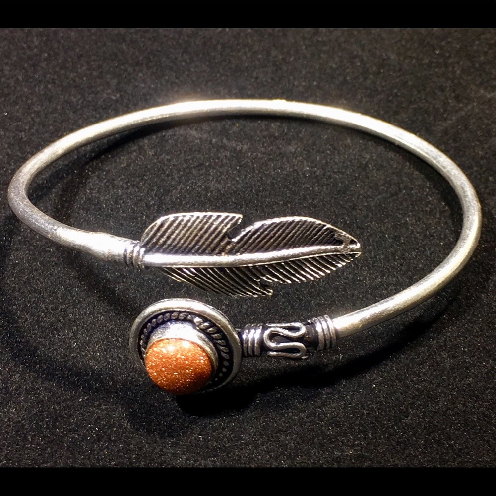 Silver Sunstone Bangle Bracelet NWT